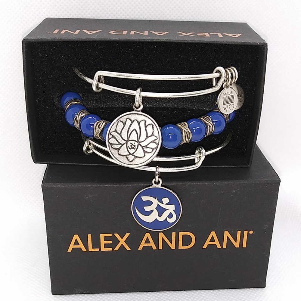 Alex & Ani OM & Lotus Flower 3 PC Set
